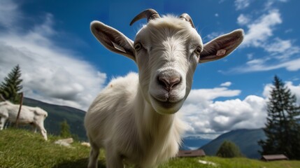 Curious Saanen goat
