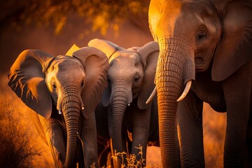 family of elephants created with Generative AI technology