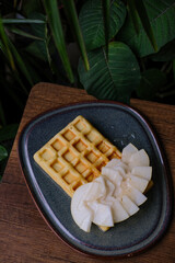 Viennese waffle with pear