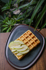 Sweet waffle with fruits