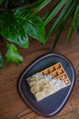 Waffle with cottage cheese and banana
