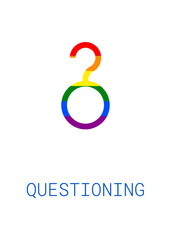 Questioning gender orientation rainbow symbol sexual icon