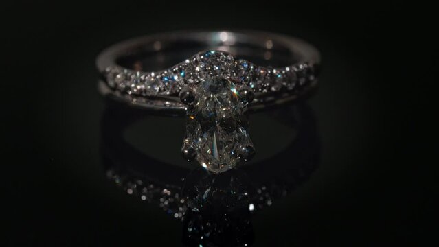 Sparkling Diamond Ring on Black Background 