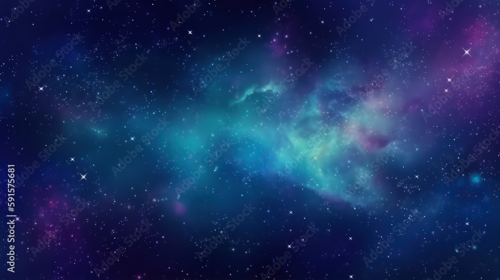 Poster abstract dark space background with realistic nebula and shining stars. cosmos with stardust and mil