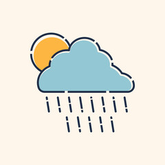 rainy day at night weather icon design