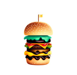 Layered 3d burger on a white background. Vector illustration