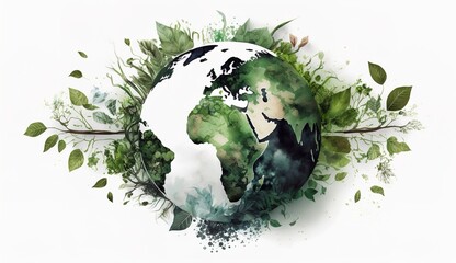 Earth globe in natural style. Earth day concept on light background. AI generated