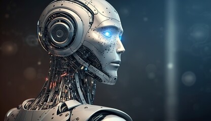 Fototapeta premium Ai humanoid robot,artificial intelligence or machine learning concepts. AI generated
