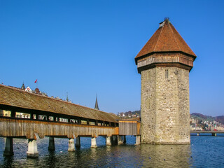 Kapellbrucke (Chapel Bridge),  Lucerne, Switzerland