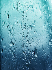Raindrops on glass. Flowing drops of water. Selective focus.