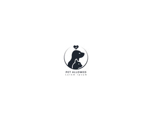 Pet allowed or animal care vector logo design template, Pet friendly vector logo icon, Logotype for veterinary clinic or animals registration company isolated on white background vector illustration.