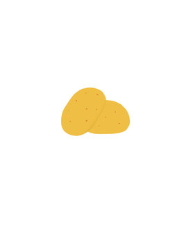 Potato. illustration of two hand-drawn potatoes. Minimalist drawing of a vegetable. Image on transparent background.