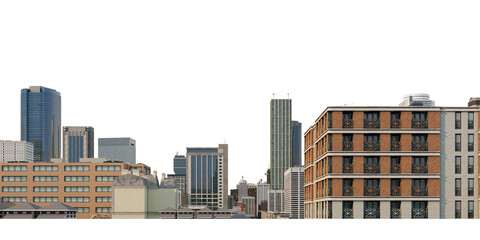 Panorama View High-rise Buildings On a transparent background