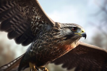 A detailed illustration of a bird of prey in flight, Generative AI