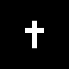 Fototapeta premium Christian cross icon. Religious cross icon isolated on black background