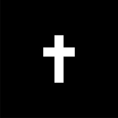Christian cross icon. Religious cross icon isolated on black background