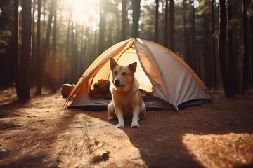 dog at camping, generative ai
