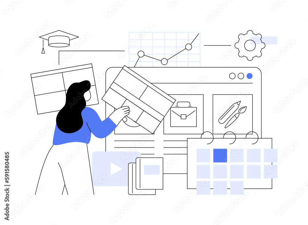 Poster learning management system abstract concept vector illustration.