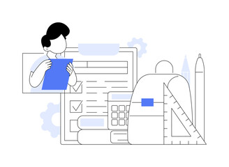 School supplies abstract concept vector illustration.