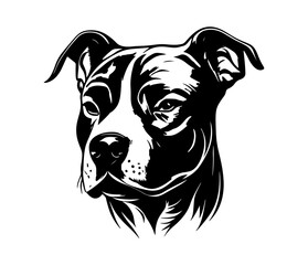 american pit bull terrier, american pit bull terrier Dog Face SVG, black and white american pit bull terrier vector