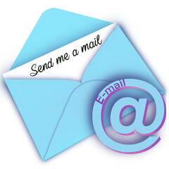 Send me a e-mail  - light blue color - png file - with a transparent background for designer use. Isolated from the front. ideal for website, email, presentation, advertisement, image - obrazy, fototapety, plakaty