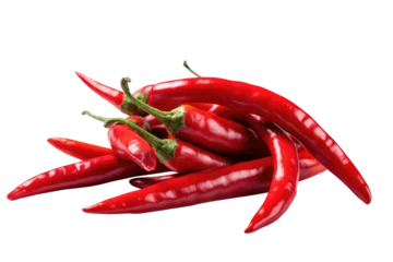 Fotobehang Red chili isolated on transparent background. Ganerative Ai © Areerat