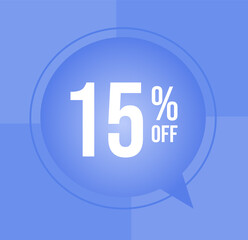 15 percent off Discount for big sales with ballon on  blue background