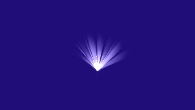 Spotlight with flying particles rays. Empty scene with light for product. Xmas background Christmas animation video
