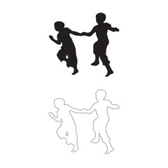 Fototapeta na wymiar silhouette of children running