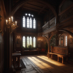 Fototapeta na wymiar British Tudor Interior, AI Generative