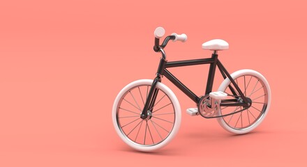 bicycle, black  bicycle with white details, bicycle with plain background, flyer and baner for bicycles (3d illustration)