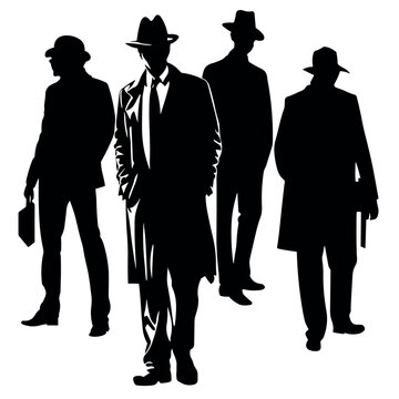 silhouettes of people mafia style
