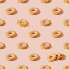 sugar cookies on beige background, seamless pattern