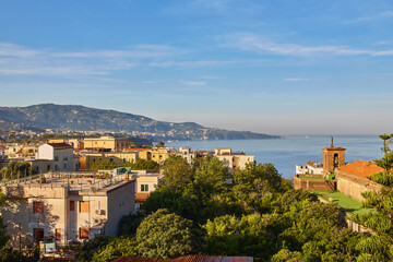 Fototapeta na wymiar View of the Amalfi Coast and the village of Meta, Italy.