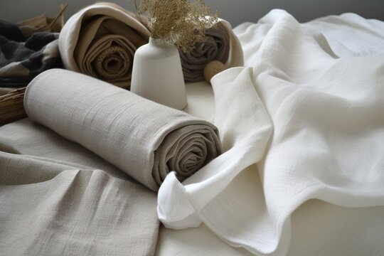 Nat&uuml;rliche Leinenliebe: Hochwertige Leinenstoffe, atmungsaktive Textur, geschmeidiges Gewebe, zeitlose Eleganz, nachhaltiges Material - Perfekt f&uuml;r Mode, Wohnaccessoires & &ouml;kologische Designprojekte