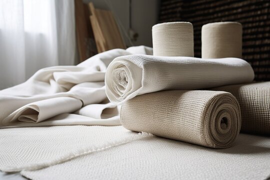Nat&uuml;rliche Leinenliebe: Hochwertige Leinenstoffe, atmungsaktive Textur, geschmeidiges Gewebe, zeitlose Eleganz, nachhaltiges Material - Perfekt f&uuml;r Mode, Wohnaccessoires & &ouml;kologische Designprojekte