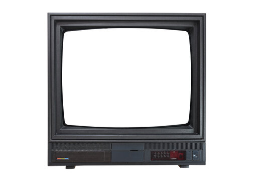 Old Tv On Isolated. Retro Technology Concept. Blank Screen For Text.