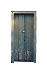 Vintage wooden door isolated on white background, Brazilian old door