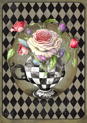 Alice in Wonderland style watercolor poster AI generated