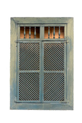 Vintage wooden window, isolated on white background, Brazilian old window.