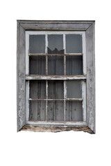 Vintage, grunge wooden window isolated on white background, Brazilian old door.