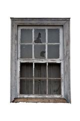 Vintage, grunge wooden window isolated on white background, Brazilian old door.