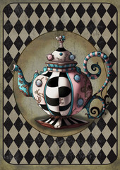 Alice in Wonderland style watercolor poster AI generated