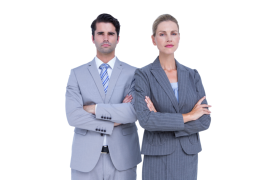Business people with arms crossed looking at camera