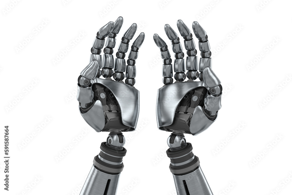 Poster composite image of robot's hands