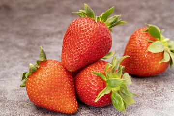Fresh strawberries from the garden on the table.