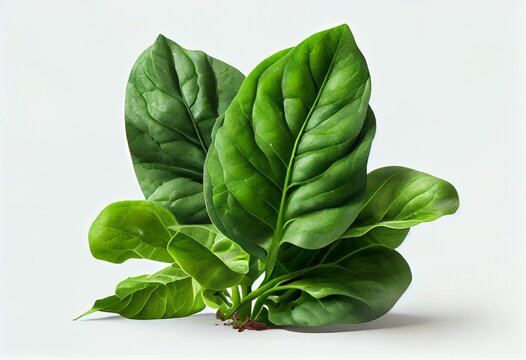Fresh spinach leaves (Spinacia oleracea) on isolated white background in PNG format. Generative AI