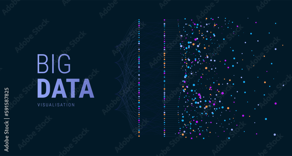 Sticker Big data visual information background. Social network concept. Connection vector background.