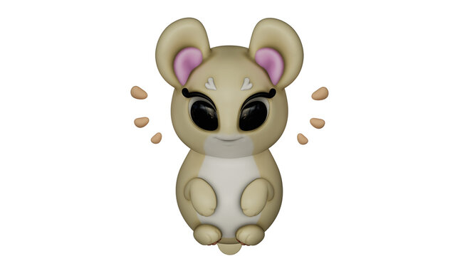 This anime animal character is cute, with big expressive eyes, a cartoonish style, and a rendered appearance. Transparent PNG image. The character captures the essence of playful design.