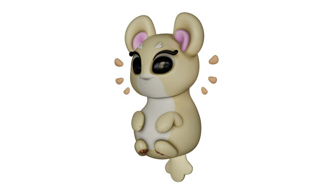 This anime animal character is cute, with big expressive eyes, a cartoonish style, and a rendered appearance. Transparent PNG image. The character captures the essence of playful design.